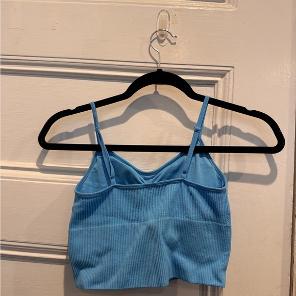 Blue Ribbed Crop Top - Picture 2 of 4